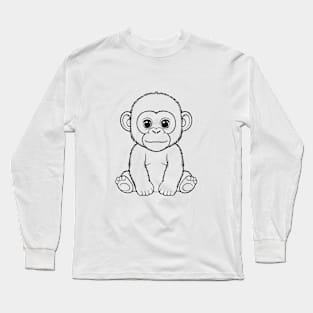 Cute Baby Gorilla Animal Outline Long Sleeve T-Shirt